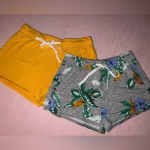 Old Navy Tropical Print and Solid Yellow Women's Shorts